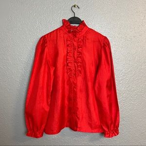 VINTAGE LUCKY WINNER RED BUTTON UP TOP {13/14}
